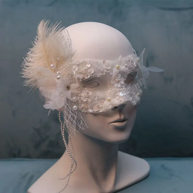 White Lace Sexy Wedding Transparent Lace Bridal Mask Halloween Party Women's Fake Mask Fashion Half Face 2