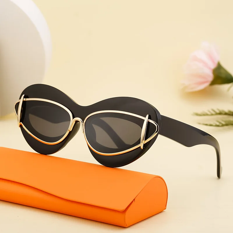 2024 Oversized Cat Eye Acetate Metal Sunglasses Sun Glasses UV400 Shades Sunglasses