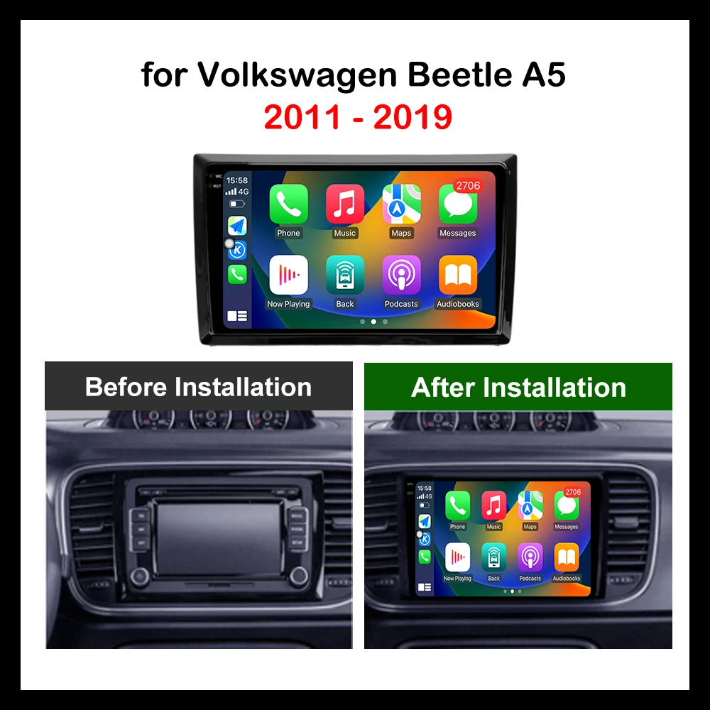 Android OS 9-calowy dla Volkswagen Beetle A5 2011-2019 Samochodowe Radio Multimedialne Odtwarzacz Wideo WiFi Auto Akcesoria RDS Bluetooth