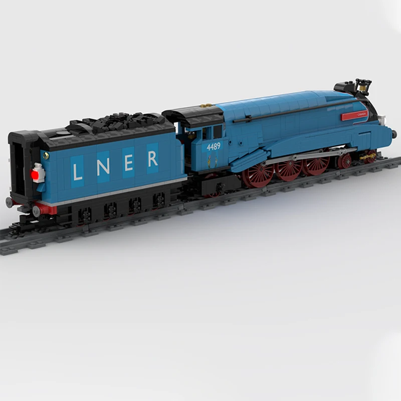 Modelo de coche urbano, ladrillos de construcción MOC, Liga A4, tren azul del dominio de Canadá, tecnología Modular, regalo, vacaciones, juguete para niños