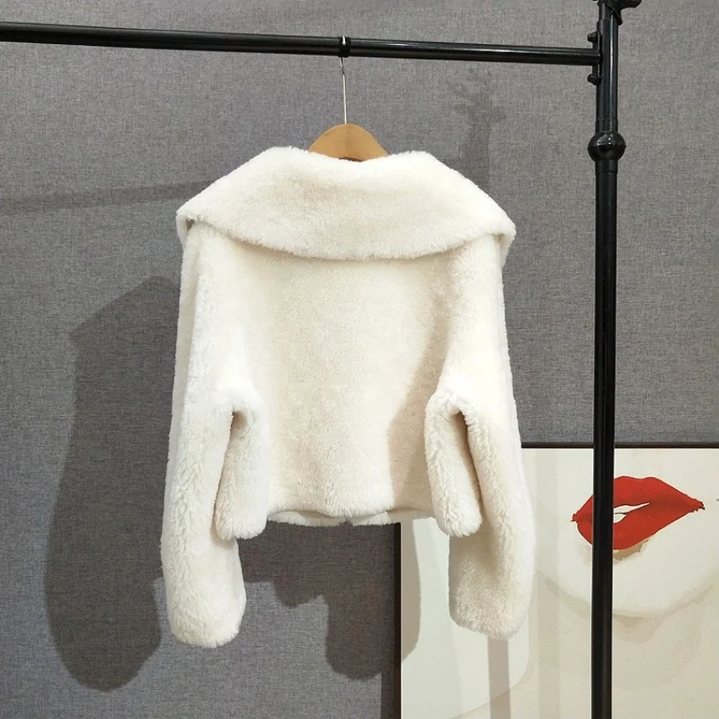 ผู้หญิงขนสัตว์บริสุทธิ์ Collared สั้นเสื้อซิป Shearling ขนสัตว์เรียงรายฤดูหนาวสไตล์ใหม่แฟชั่น WARM Jacket JT515