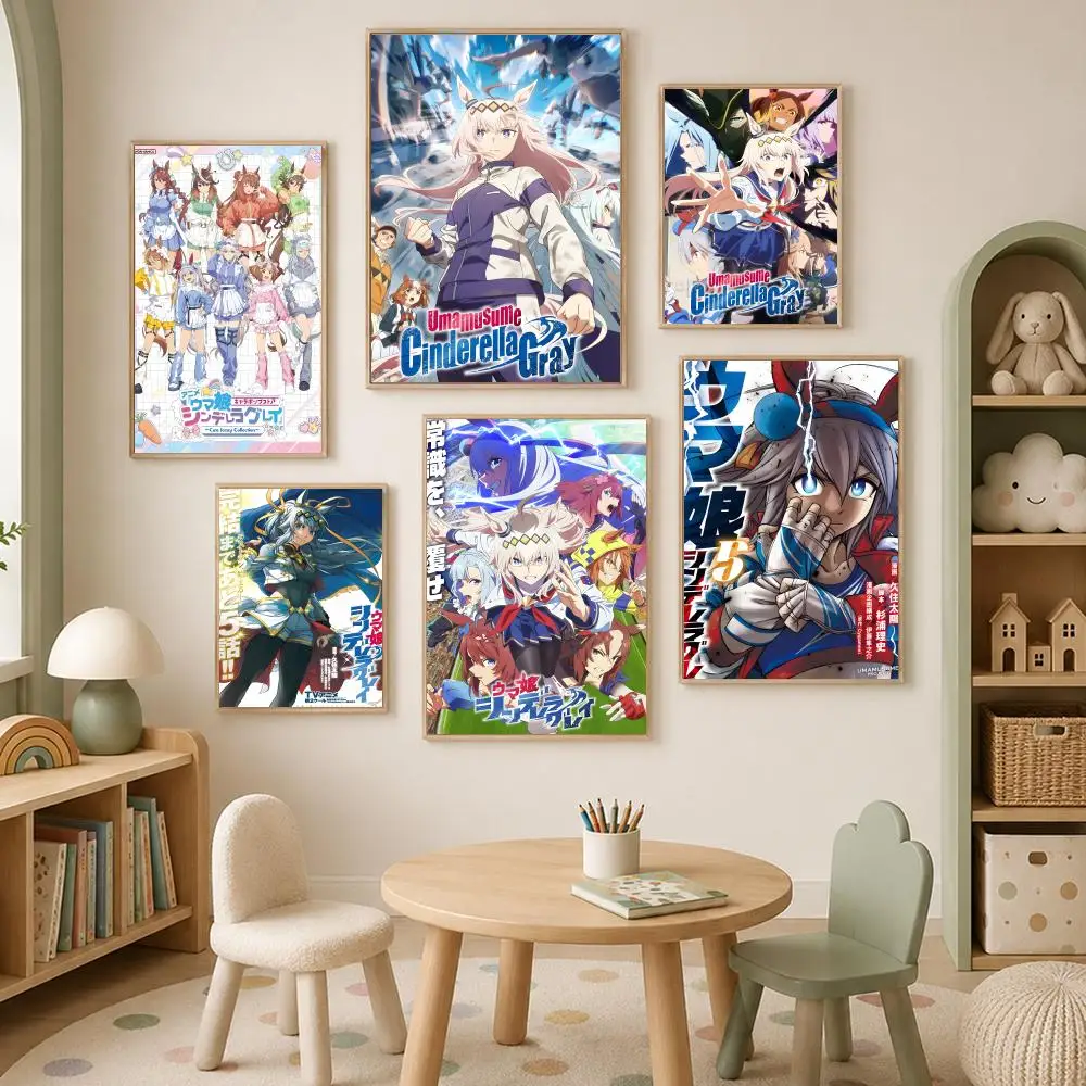 Uma Musume Cinderella Gray Poster Self-Stick HD PVC Wall Art Poster, Waterproof Decor for Bedroom, Living Room and Home