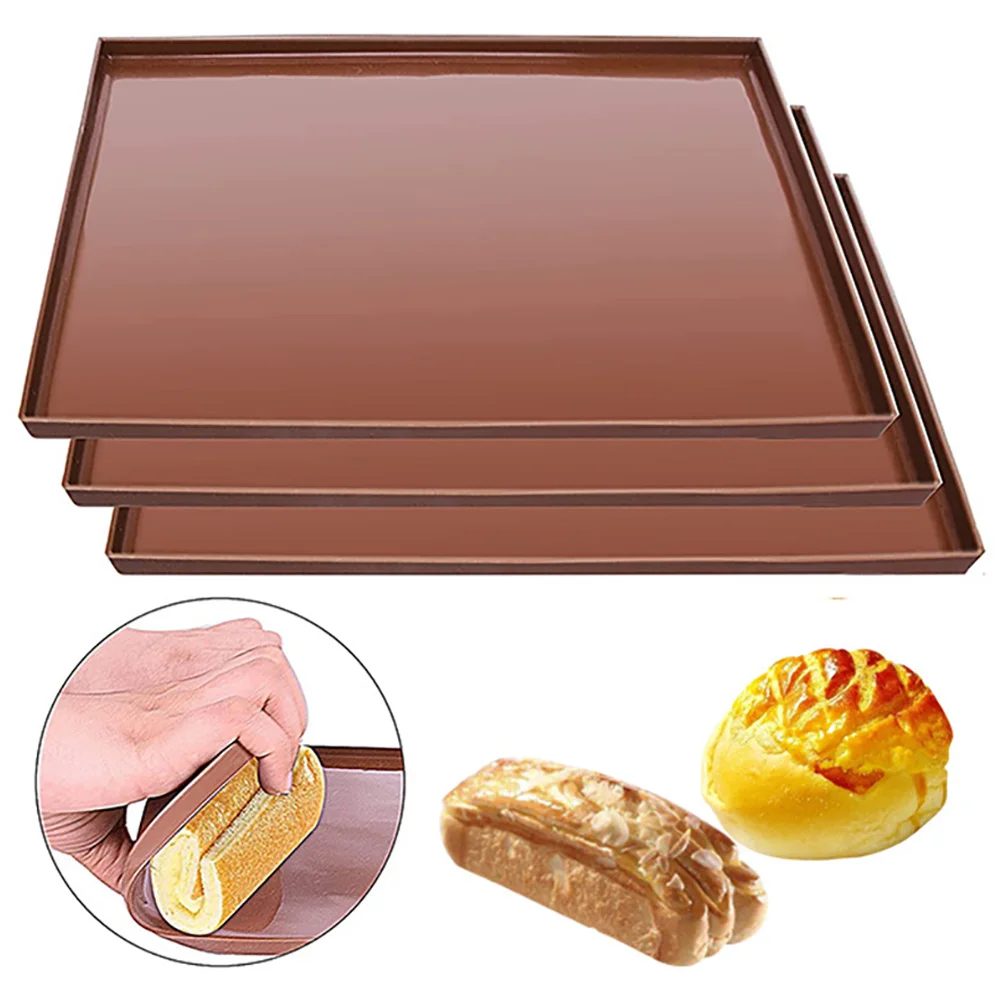 3pcs Coffee Brown Silicone Dehydrator Mats for Fruit Trays Liquids Vegetable Chips Reusable Baking High Temp Resistant