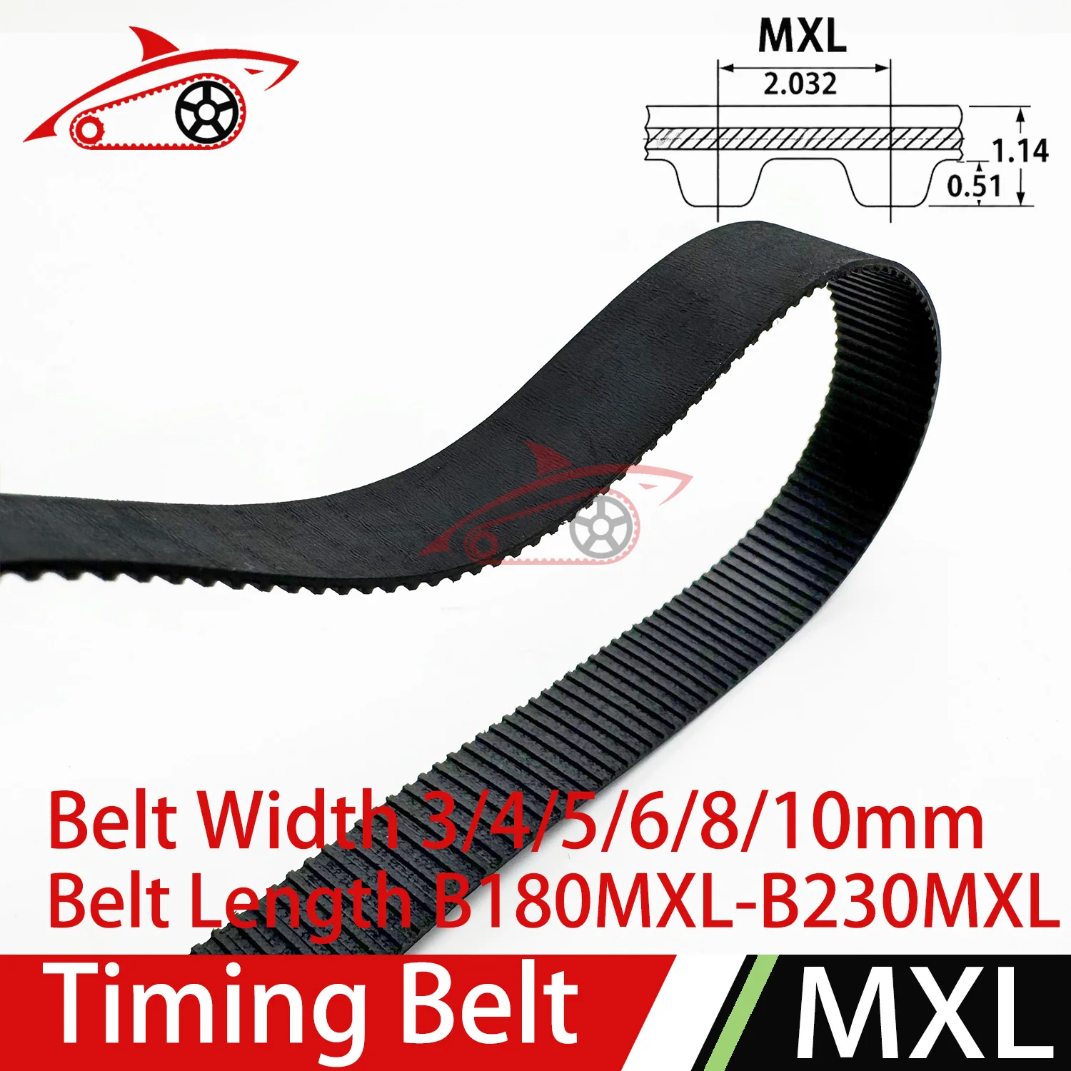 MXL Belt Width 3/4/5/4/810mm B180MXL B185MXL B190MXL B195MXL B200MXL B205MXL B210MXL B215MXL B220MXL B230MXL MXL Timing  Belt