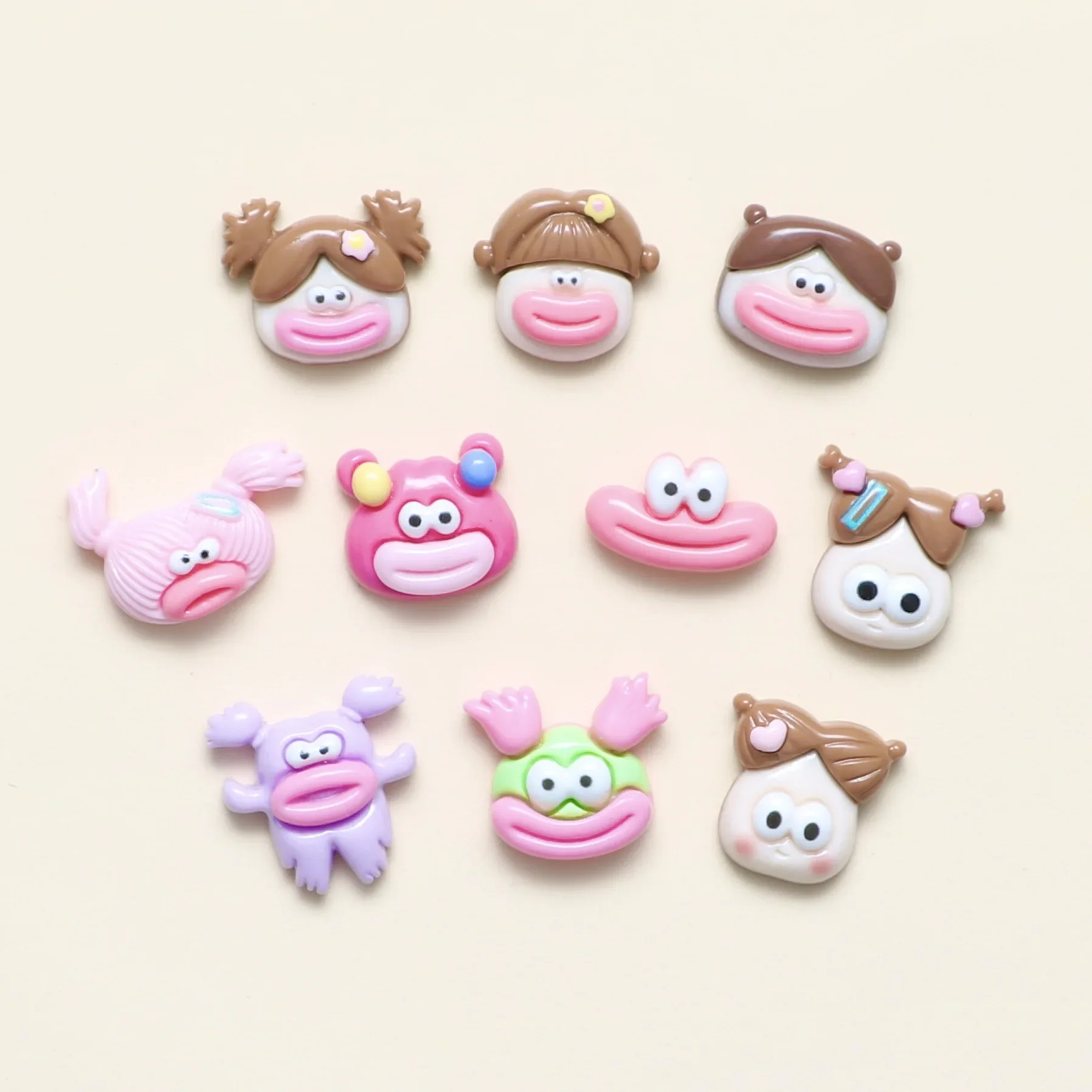 5pcs miniso Funny Sausage Mouth Resin Accessories Wholesale DIY Cream Glue Homemade cartoon resin flatback