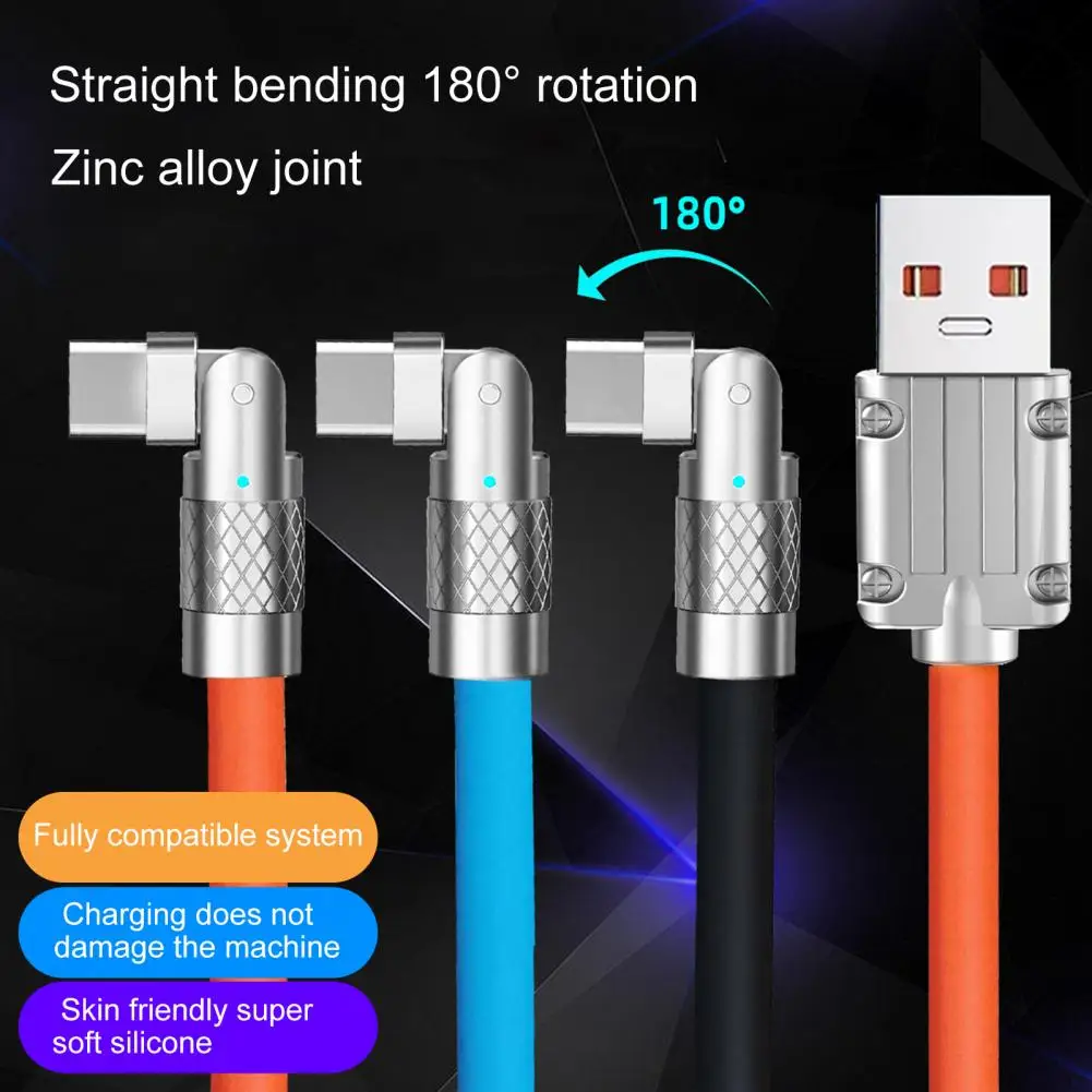 120cm Charging Cable High-power Rotatable Indicator Zinc Alloy 120W USB to Type-C Fast Charging Data Cable for Home