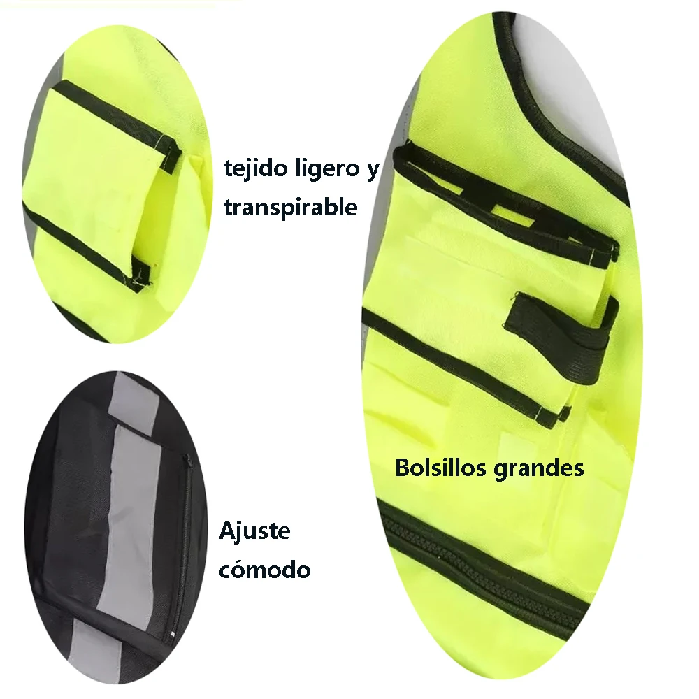 Green Black Safety Vest High Visibility Reflective Safety Vest Xl With Pocket Fit For Construction Workers, Cyclists, Runners