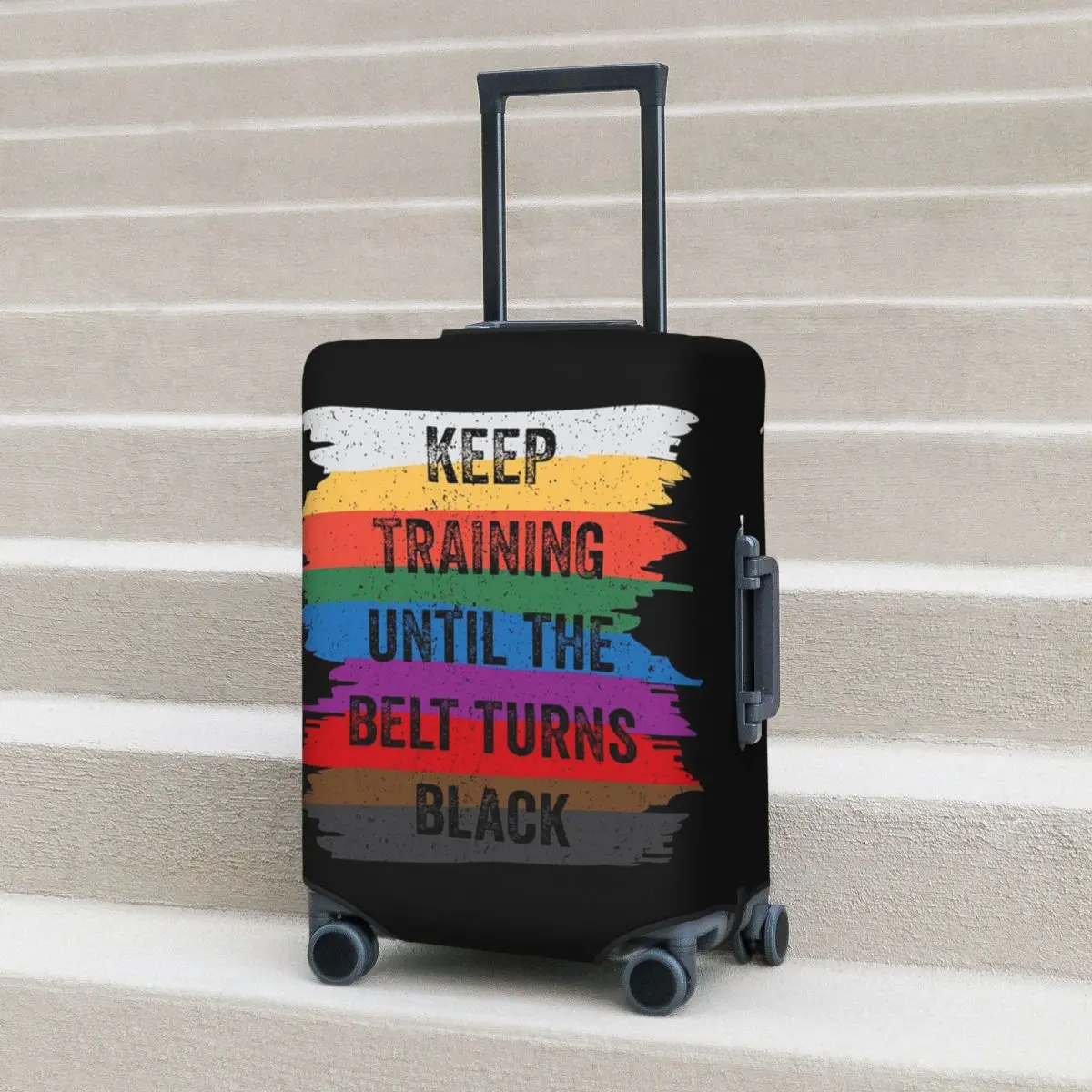 

Забавный дизайн каратэ, сохраняет тренировку, пока не перевертает пояс, черный трансп, легкий чехол для чемодана, защитный чехол для багажа