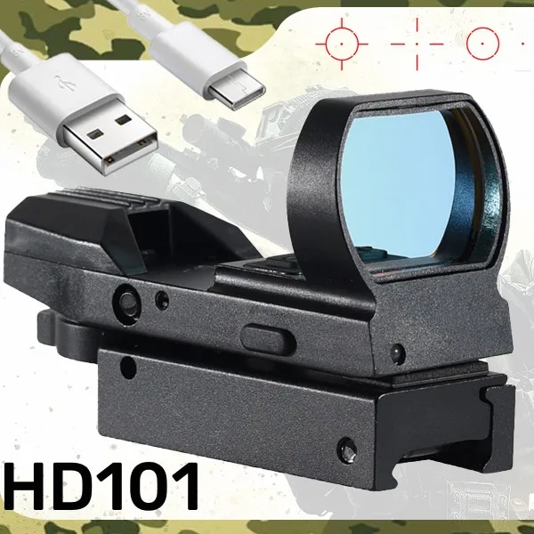 HD101 Red Dot Reflex 4 Reticle Adjustable Sight 1MOA Tactical Hunting Rechargeable Red Dot Sights Glock Riflescope Fits 20MM