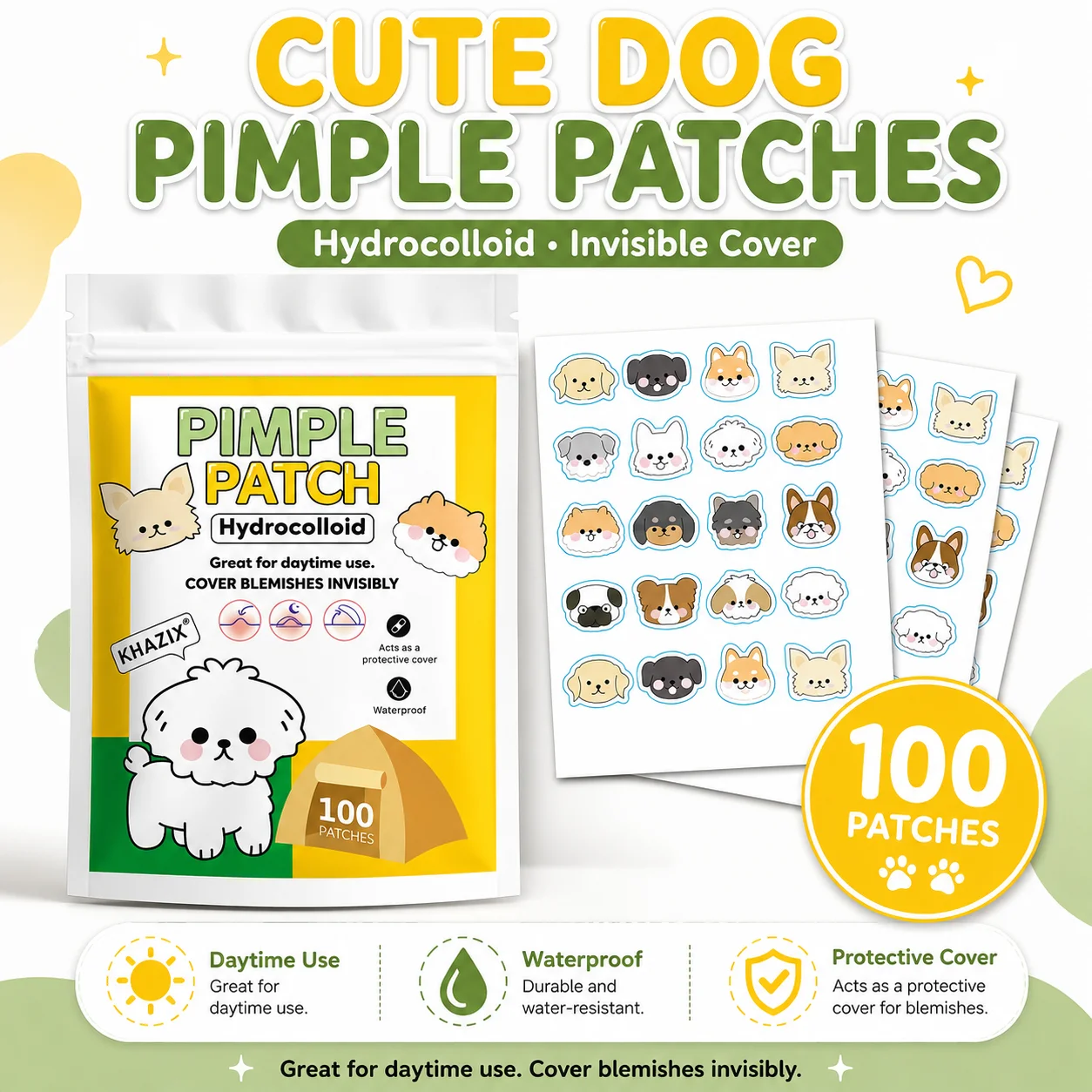 100pcs Cartoon acne patch, cute cat-shaped facial concealer acne patch, safe, non-toxic, gentle and non-irritating