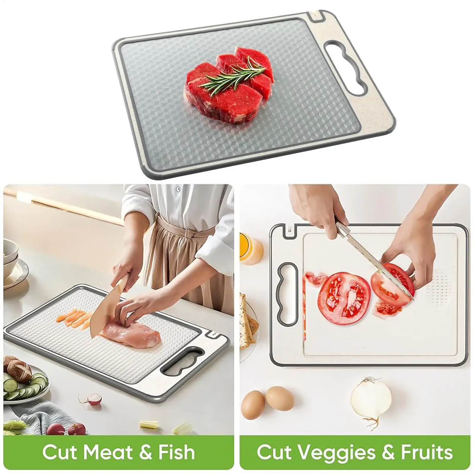 

Double Sided Cutting Board Double Sided Stainless Steel Cutting Board Kitchen Dining Tool With Handle For Home Restaurant