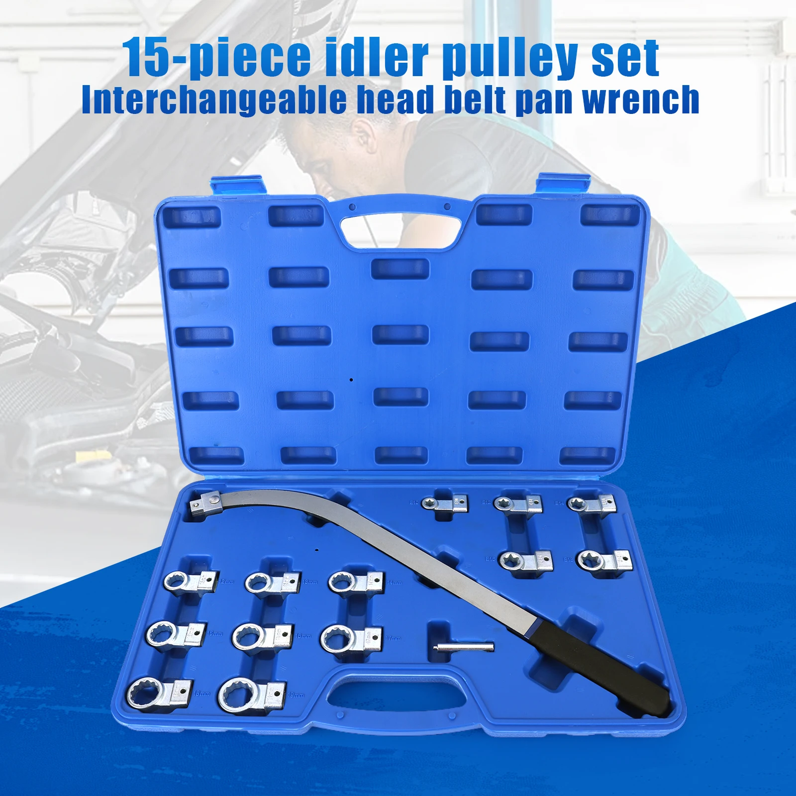 

15PCS Engine Timing Belt Tensioning Screw Remover Idler Pulley Adjustment Wrench Belt Tension Tensioning Adjuster Lever Tool Kit