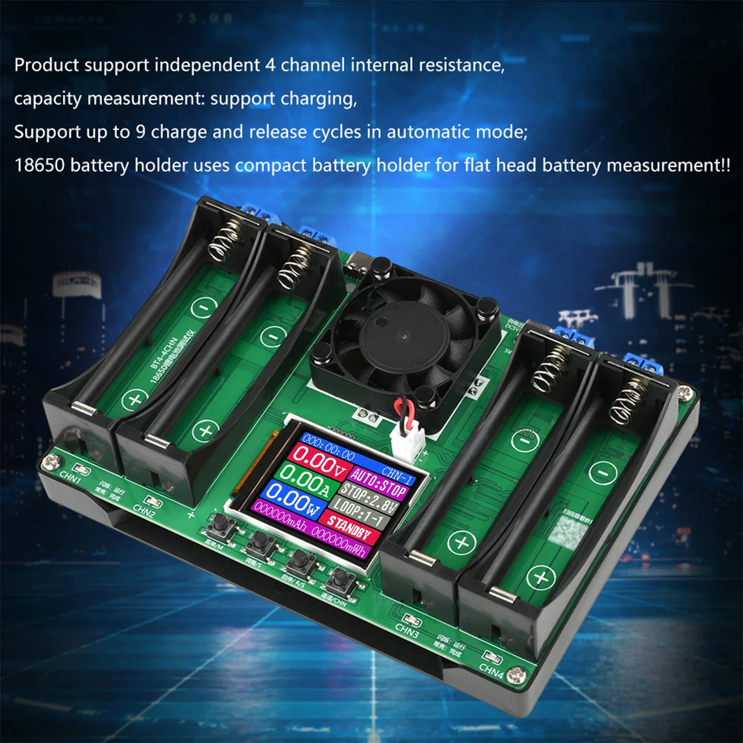 Typ-C 4-Kanal-Batteriekapazitätstester mit LCD-Anzeige, mAh, digitales Lithium-Batterie-Detektionsmodul für Batterietests 18650/21700 – Detail 9