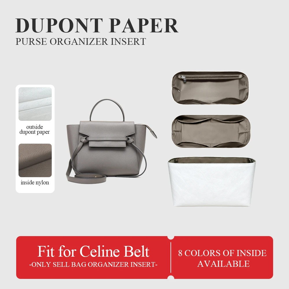 

Dupont Paper Purse Organizer Insert Fit for Celine Belt, Lightweight Inside Bag Organizer Insert Slim Inner Liner Bag In Bag