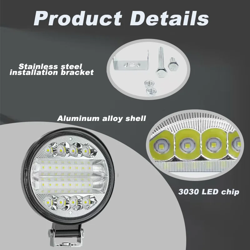 Luci da lavoro per trattori a LED, luci per baccelli a LED da 4 pollici 72W rotonde 12V 24V Barra luminosa da lavoro per luci di guida fuoristrada per camion Pickup SUV ATV