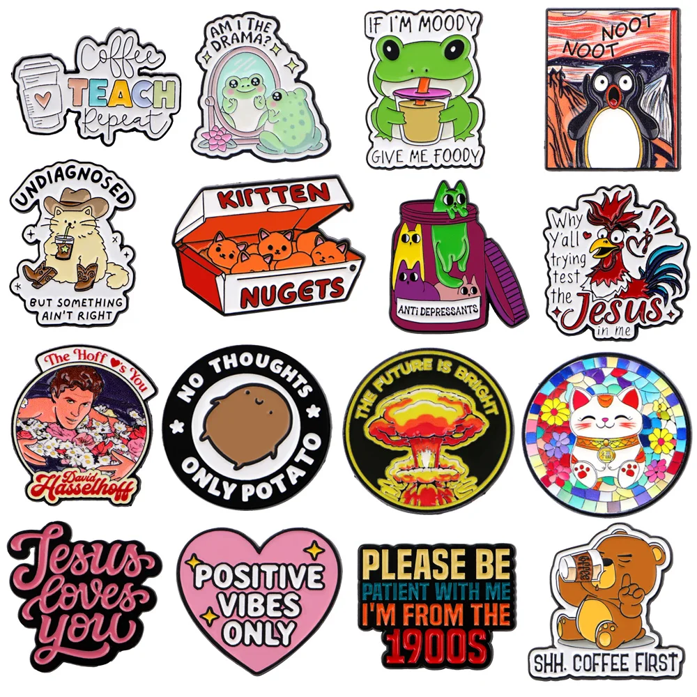 

Значки для портфеля с цитатами из мультфильмов, мягкая эмалированная булавка, женские булавки для лацканов для рюкзака, ювелирные изделия, брошь с медведем для одежды, аксессуары