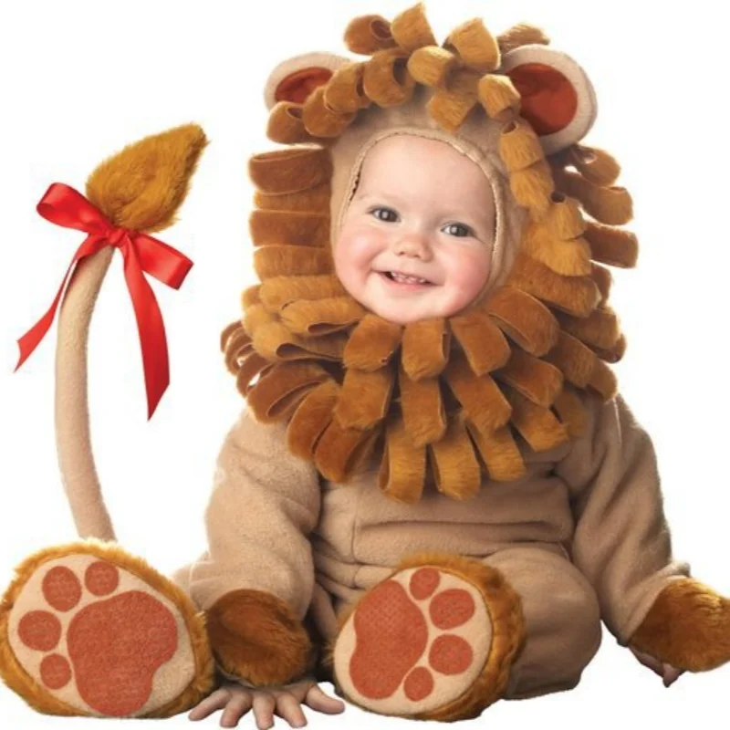 

Halloween Gifts Lion Baby Rompers Autumn Winter Clothes Costume Flannel Hooded Bodysuit Pajamas Jumpsuit For Boys Girls