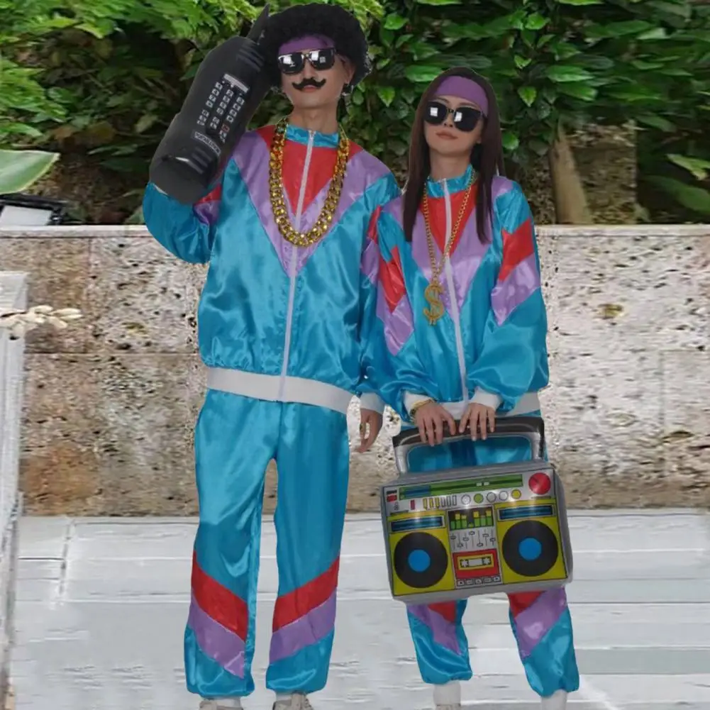 

Костюмы в стиле 80-х для женщин, ретро-спортивный костюм с курткой, хип-хоп комплект, наряд в стиле 90-х и 80-х для женских вечеринок