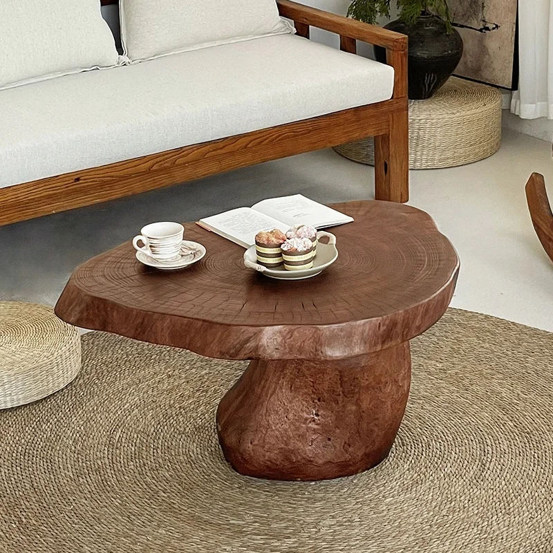 Chinese style solid wood coffee table with irregular tree stump shape corner table low coffee table