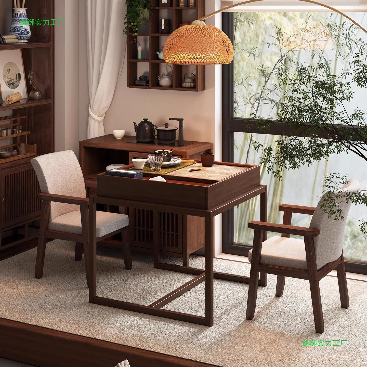 PYH Zen solid wood small tea table balcony household small apartment Zen tea table simple square coffee table