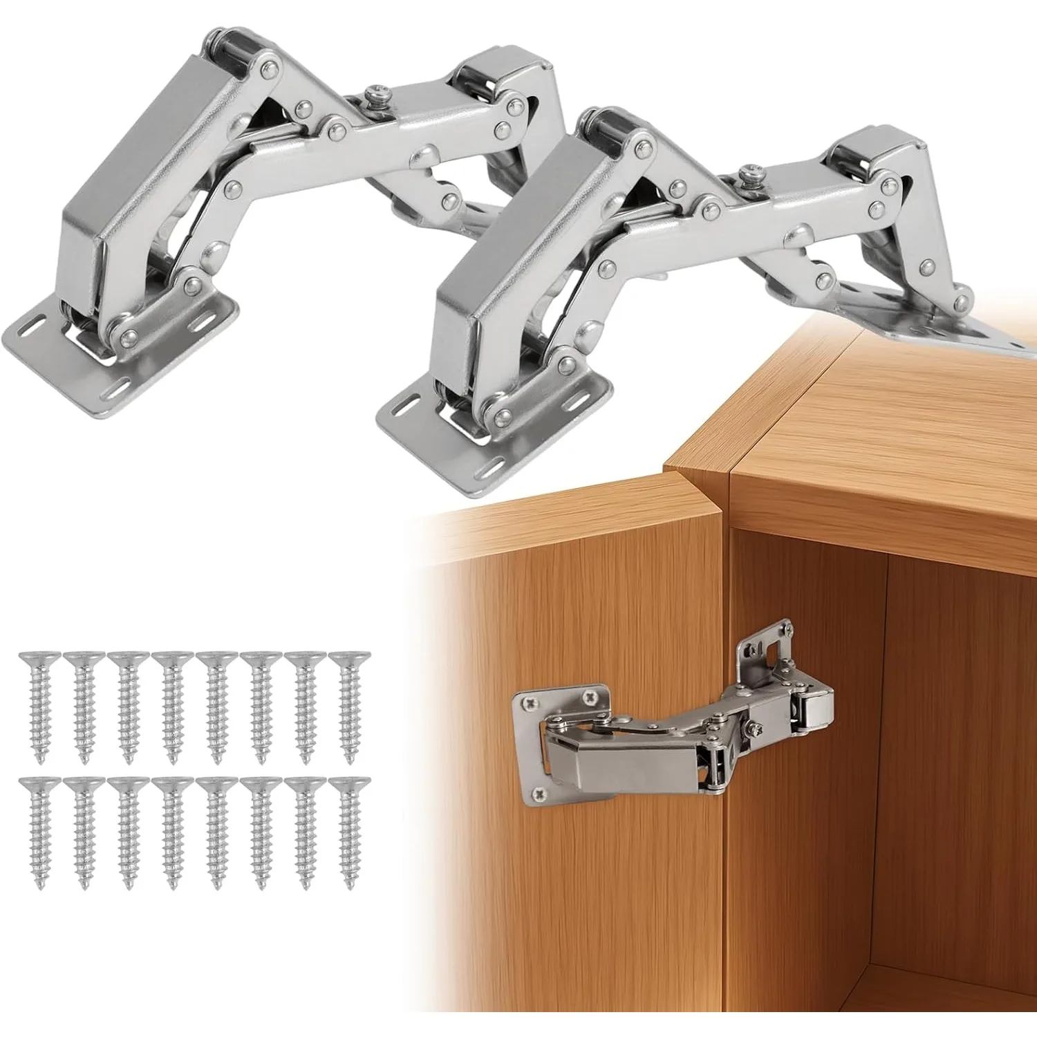 2 Pack 170° Hydraulic Cabinet Hinges | Heavy-Duty Angle Adjustable for Thick Wide Opening Cupboard Doors