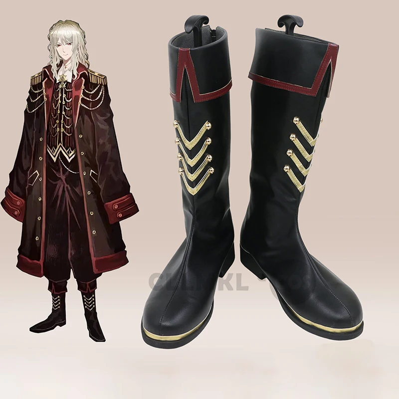 Cosplay Don Quixote Cosplay Shoes Game Limbus Company Black Long Boots Props Halloween Carnival Shoes Big Size Custom Made