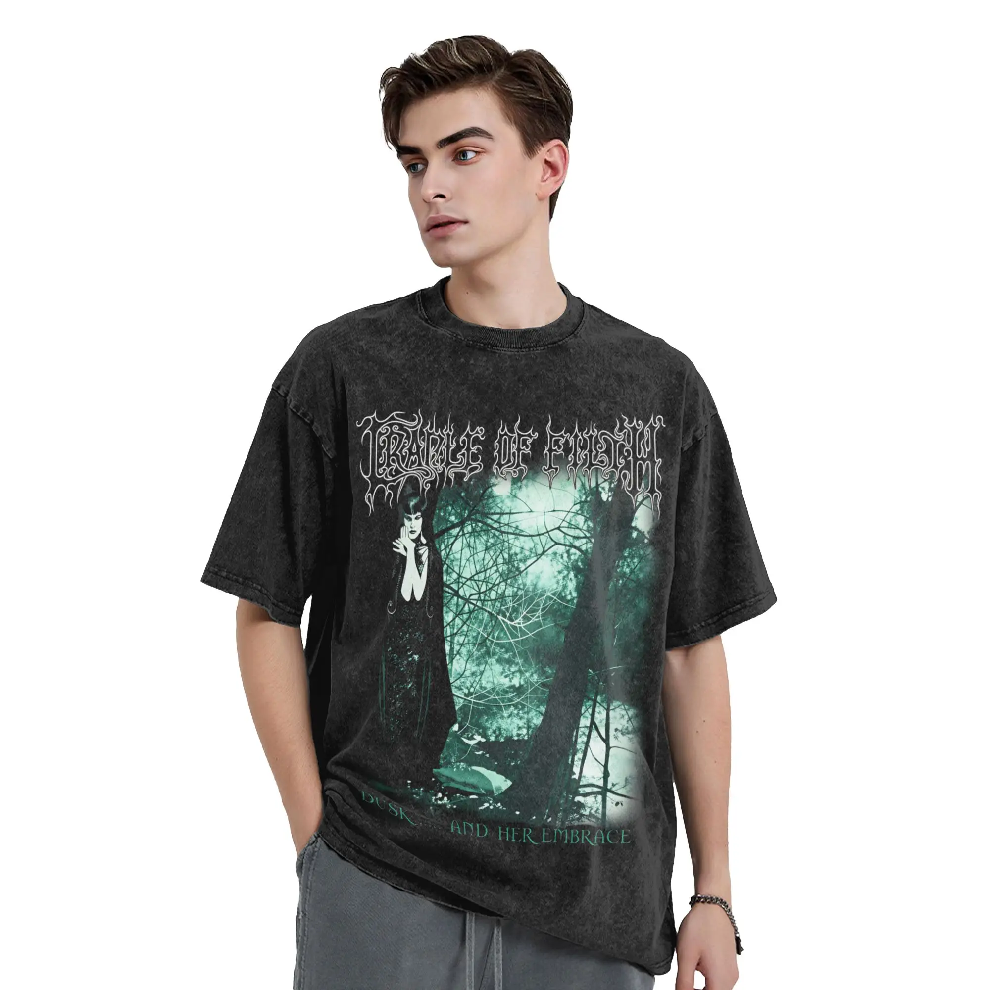Cradle of Filth Washed T-Shirt Men  Y2K Funny Casual T-Shirts Summer Breathable Trending Tee Shirt Print Oversize Tops