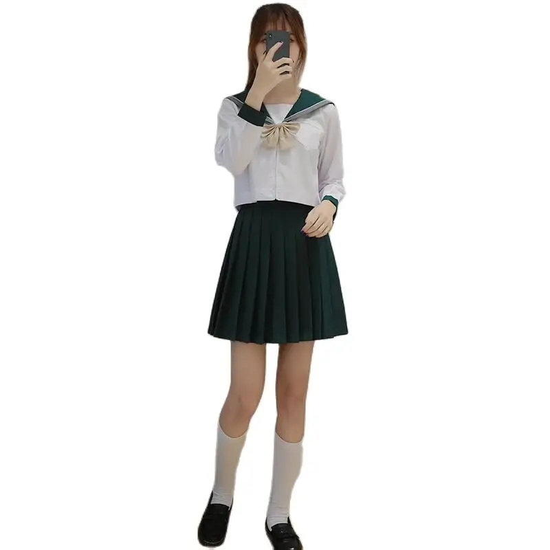 High School Student JK Uniform Korean Preppy Style Sailor Women Girls Summer Dress British Style Costume