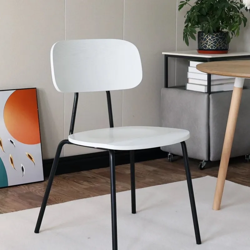 Antique Coffee Shop Solid Wood Dining Chair Backrest Leisure Chair Scandinavian Milk Tea Shop Simple Restaurant Iron Chairs view 4