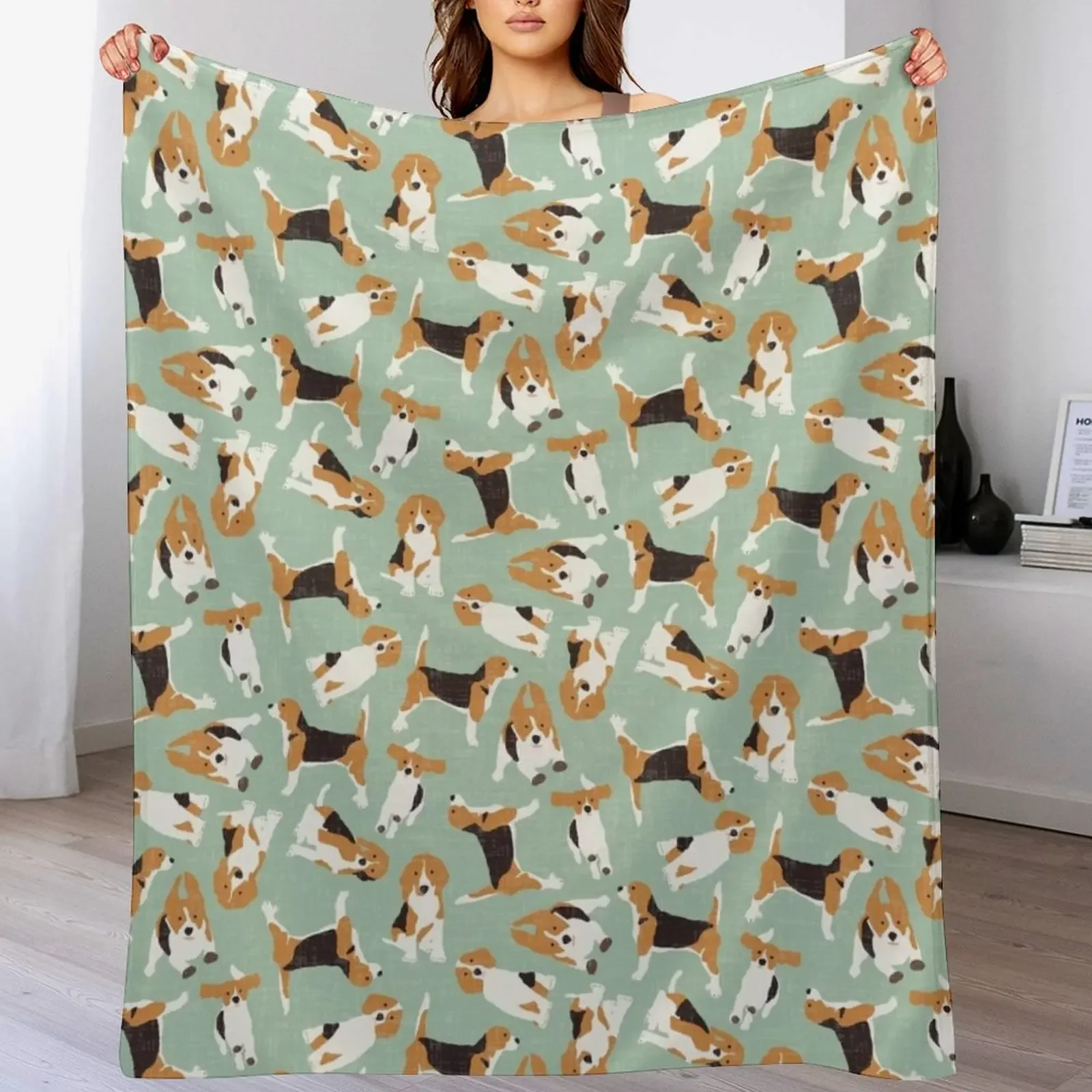 

beagle scatter mint Throw Blanket sofa bed funny gift cosplay anime Plush Blankets