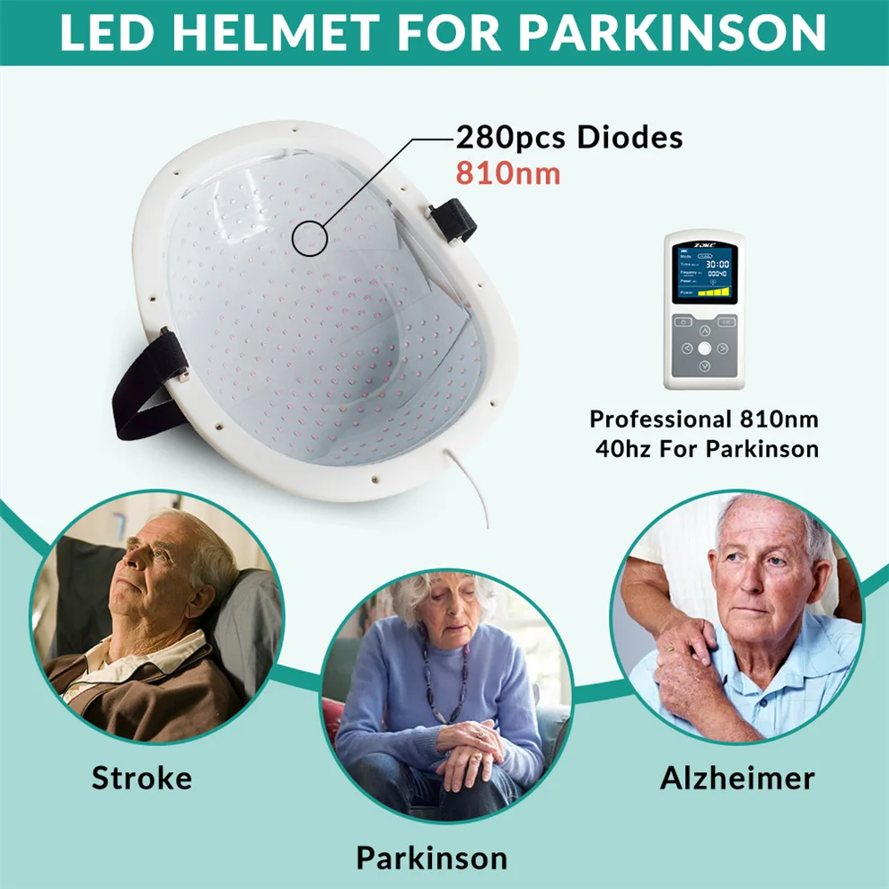 ZJKC 810nm x 280 diodes home use stroke symptoms aphasia Infrared Brain Stimulation Therapy Helmet  for Parkinson disease