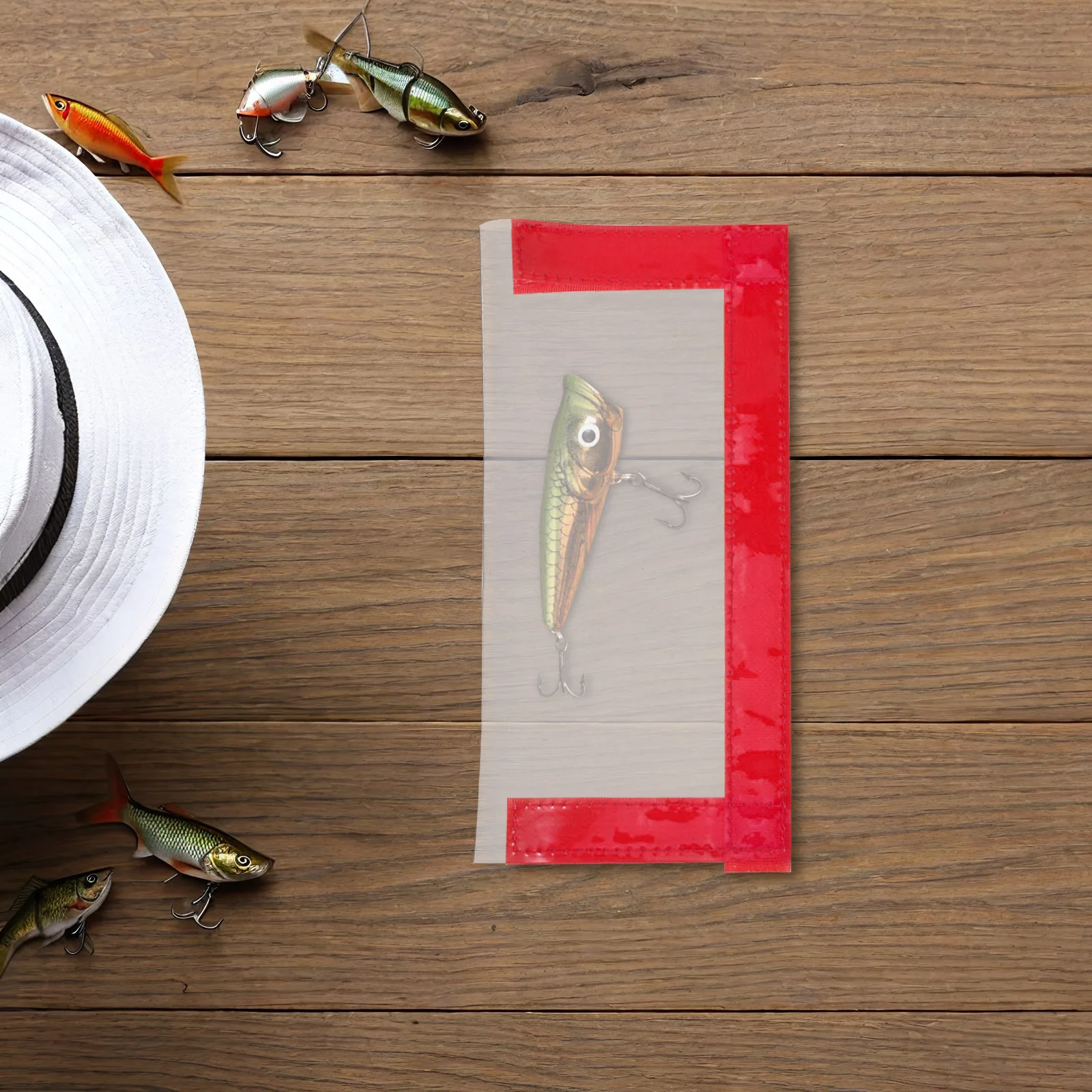 

4Pcs Fishing Bait Storage Protector 20x20x0.5cm Clear PVC Lure Cover Bright Border Colors for Easy Visibility and Protection