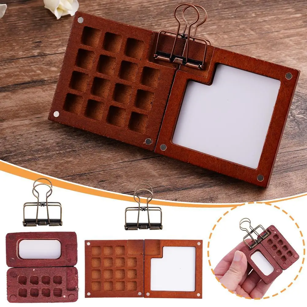 8/15Girds Leere Holz Aquarell Palette Tragbare Mini Reise Aquarell Walnuss Holz Farbe Box Tablett Box Kunst Malerei kunst Versorgung