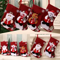 New Christmas Gift Stockings Santa Elk Fabric Gift Socks Christmas Lovely Bag for Children Fireplace Tree Christmas Decoration