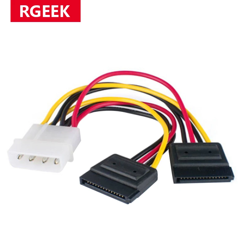 RGEEK 18 سنتيمتر المسلسل ATA SATA 4 دبوس IDE موليكس إلى 2 من 15 دبوس HDD محول الطاقة كابل تعزيز عالمي ساخن #1