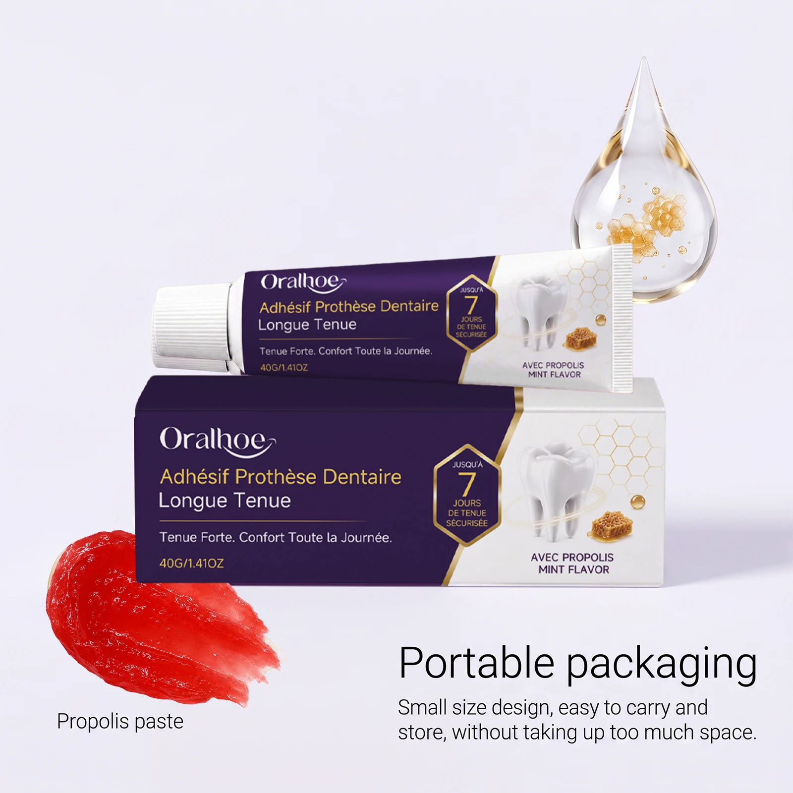 Propolis Denture Adhesive Cream, Secure Strong Hold, All‑Day Comfort Fit, Gum‑Friendly for Full & Partial Dentures Oral Care