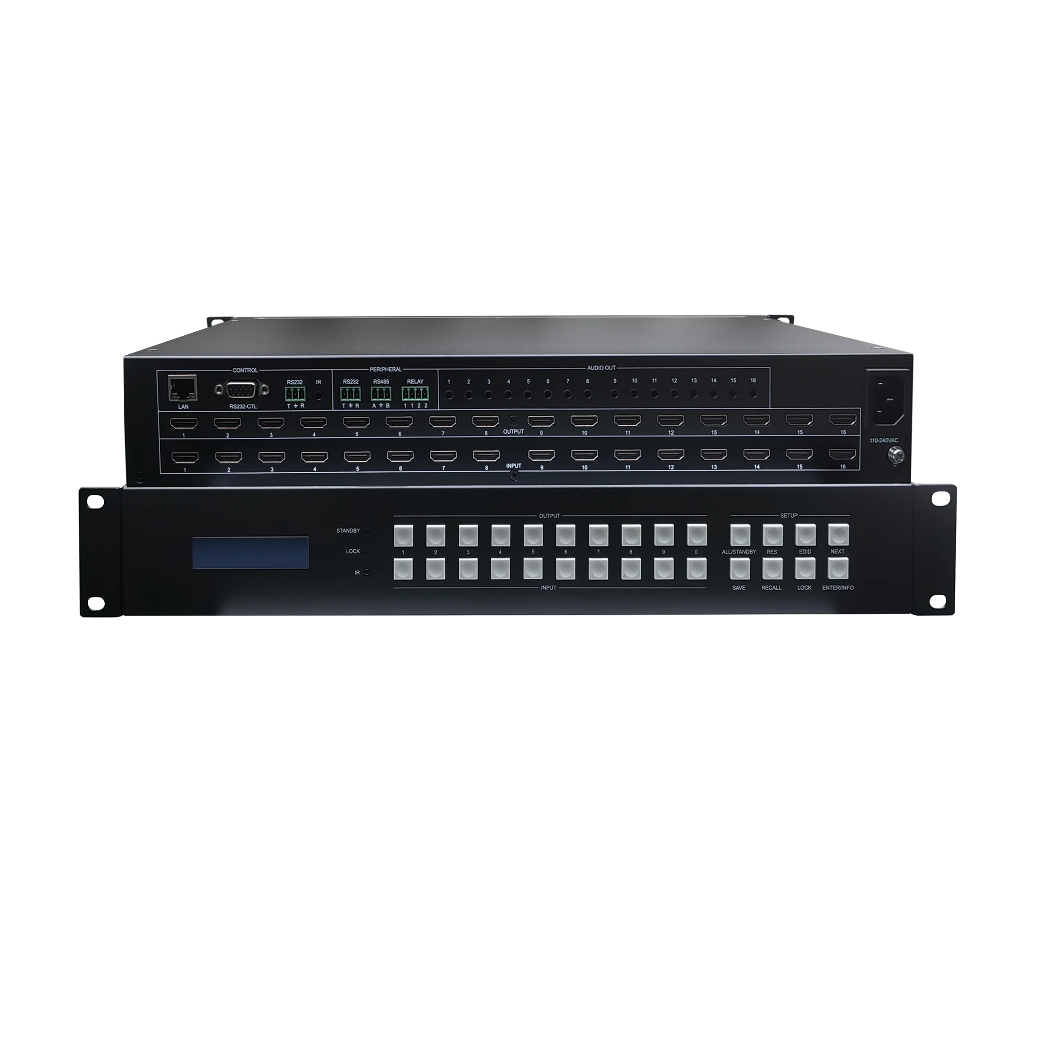Splicing 3.5mm Audio Metal Construction Rack Mountable 2K Input/Output 16x16 Seamless Fixed HDM I Matrix Switch Video Wall
