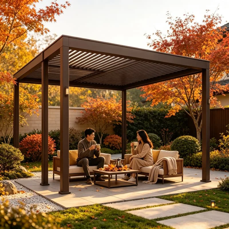Luxury Bioclimatic Adjustable Pergola Aluminum Motorized Waterproof Louvered Roof Patio Garden Backyard Carport Gazebo Custom