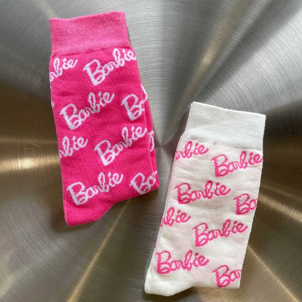 

Kawaii Cute Barbie Socks Mid Calf Socks Pink Barbie LeterSocks Sports Mid Calf Socks Trend Birthday Gifts Girlfriend Gifts