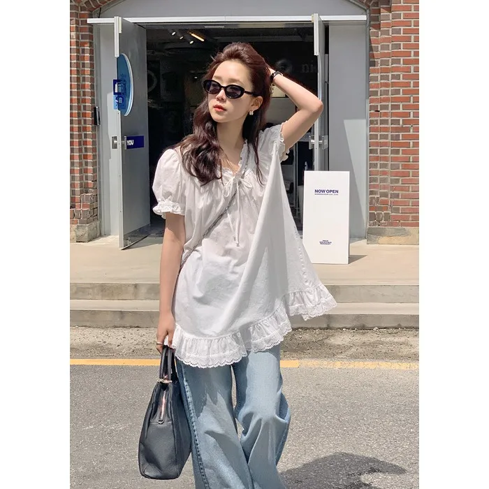 

Корейское модное повседневное уличное платье с рюшами и бантом для молодежи, весна-осень-зима, женская мода