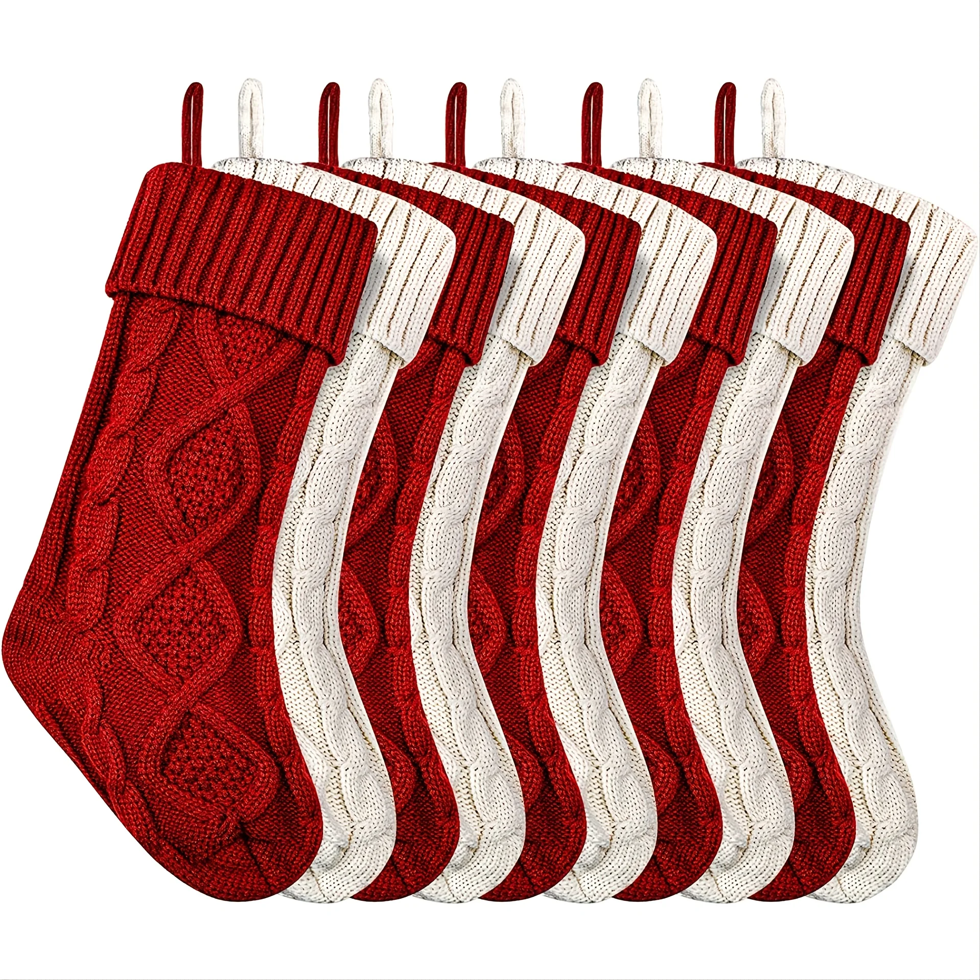 1pc Knitted Christmas Stockings Decoration  Fireplace Santa Elk Socks Xmas Lovely Gift Bag