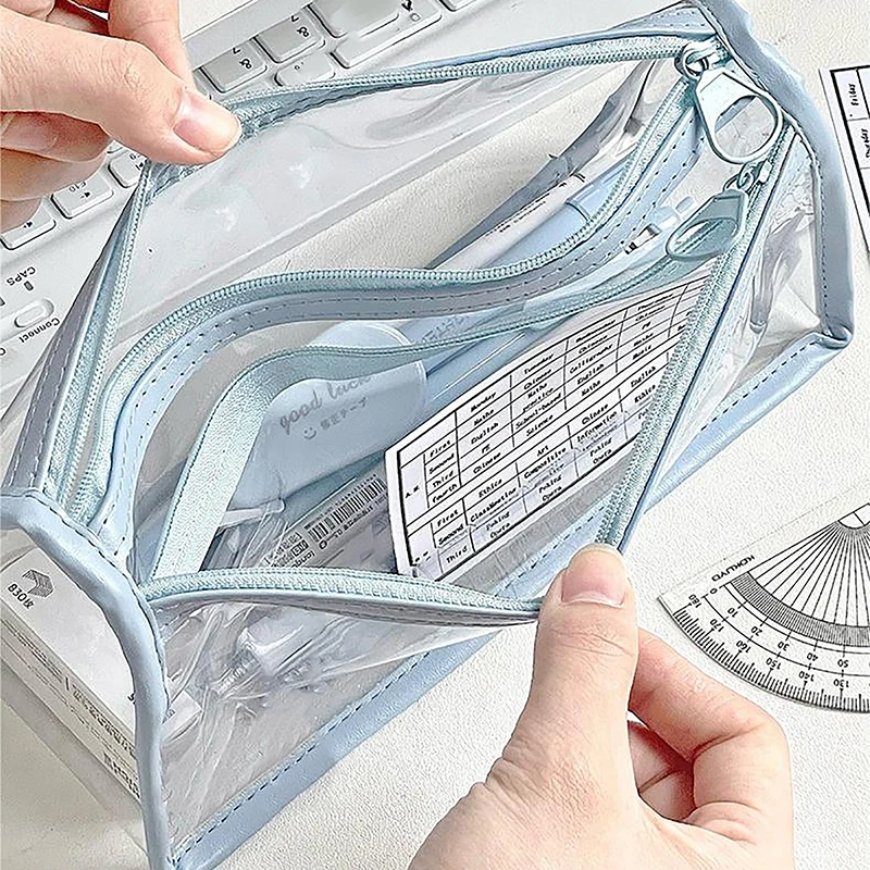 กระเป๋าดินสอแบบโปร่งใสความจุสูง1ชิ้น, กระเป๋าใส่ดินสอแบบเรียบง่ายพกพาอุปกรณ์การเรียนกระเป๋าใส่เครื่องเขียนกล่องใส่ปากกา