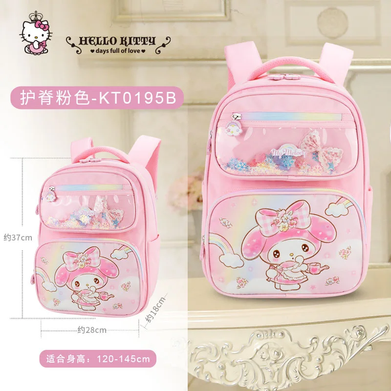 Sanrio Hello Kitty Girls School Backpacks Cartoon Children Schoolbags Kids School-Book Bags Pupils Grade 1-4 Elementary Students