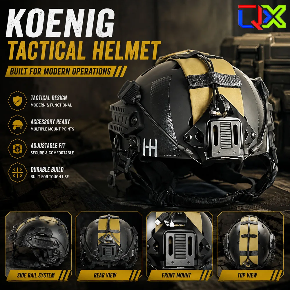 QX Tactical Helmet Full Set Cosplay Gear High Realistic Combat Headgear Mask for Airsoft Paintball Military Costume