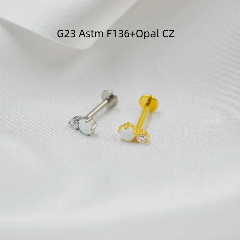 

Лот 10 шт. G23 титановый опал камень CZ ухо губа губная серьга хрящ спираль ладья шпильки для козелка пирсинг ювелирные изделия новый