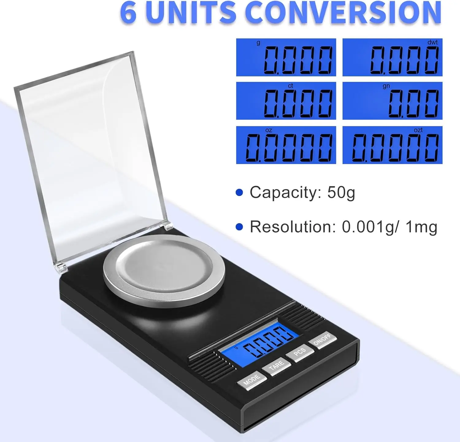 Digital Jewelry Scale with LED Digital Display Mini Portable High Precision Milligrams 0.001 Grams Pocket Jewelry Scale