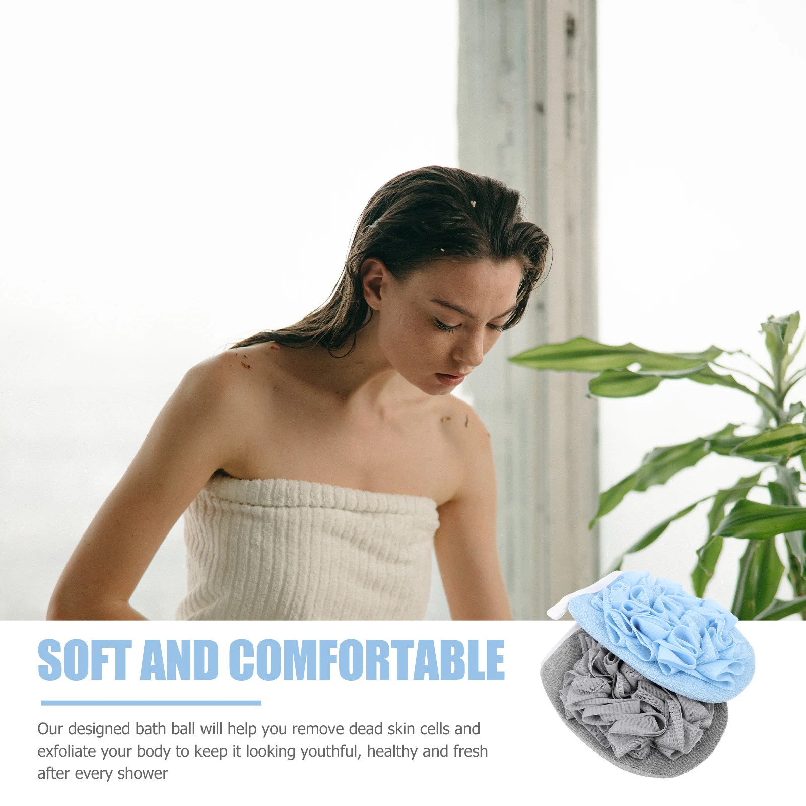 

2pcs Bath Scrubber Shower Ball Exfoliating Foaming Body Cleaning Tool Durable Bathing Wipe For Arms Legs Back Supple Massage