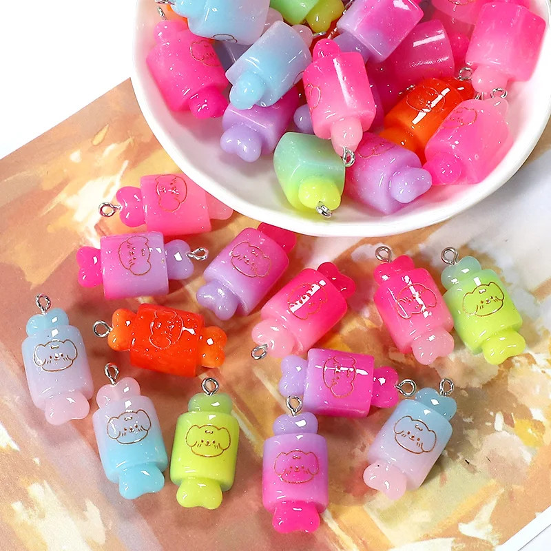 10/30pcs Bulk Gradient Dog Bone Resin Charms Cute Flatback Pendant For Earring Keychains DIY Jewelry Make