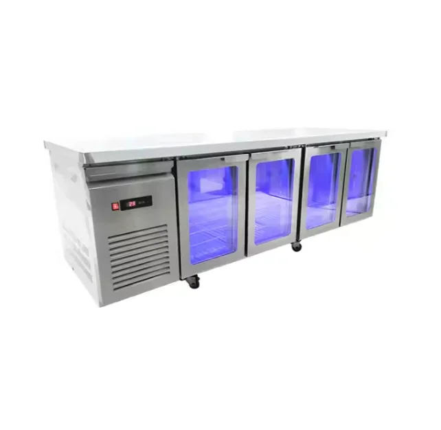 Kitchen Upright Refrigerator Freezer Stainless Steel Glass Door Vertical Freezer Refrigeration Equipment 2025