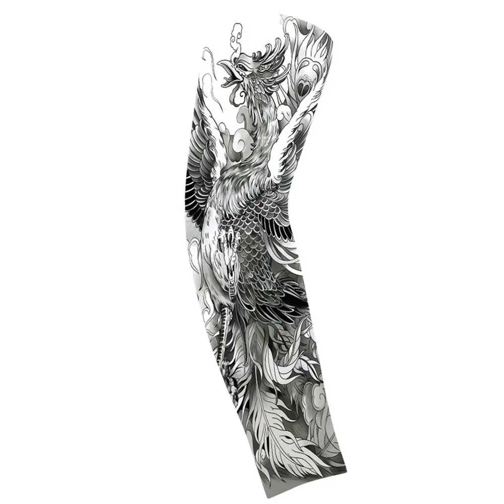 Flower Arm Pattern Flower Arm Tattoo Sleeve Breathable Thin Men Sunscreen Sleeve Long-sleeved Seamless Ice Silk Arm Sleeve